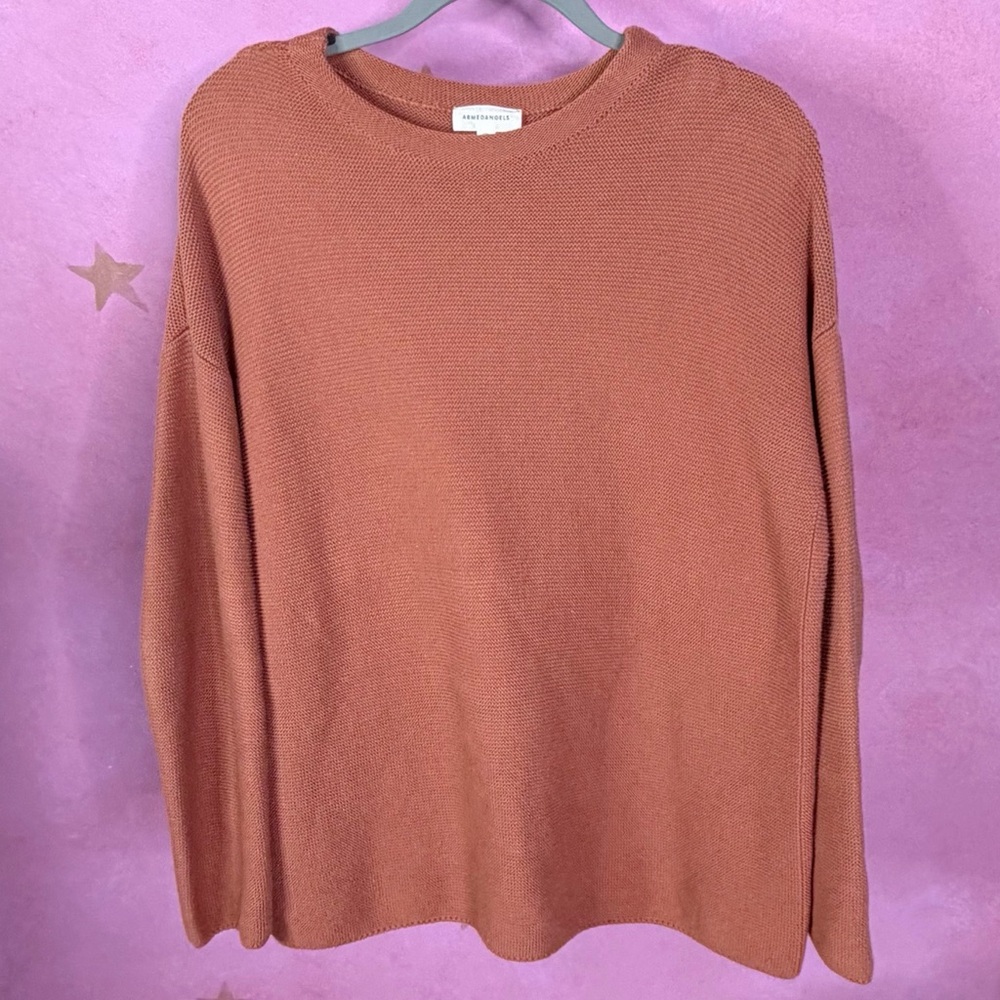 ARMEDANGELS Sweater Womens 12 Medinaa  Dark Amber Pullover Knit Crew Neck Classy